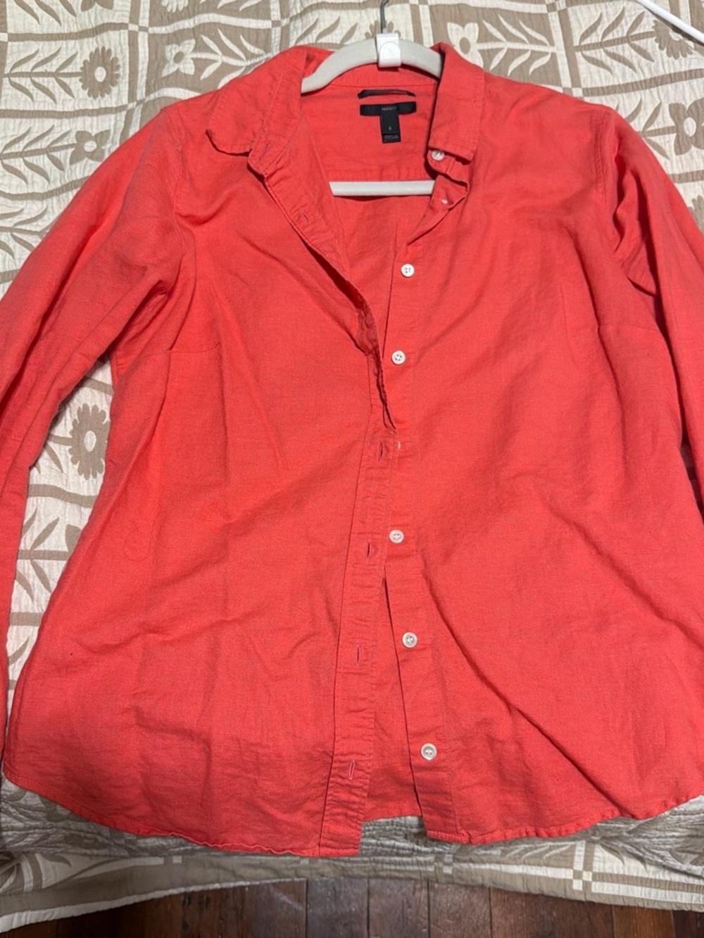 J. Crew Coral-Red Linen-Cotton Shirt
